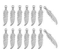 AKOAK 50 Pcs Mini Feather Charm Pendant, Boho Leaf Shape Alloy Pendants, Craft Supplies Dream Catcher Feather Charms, for DIY Key Chain Sweater Chain Bracelet Necklace, mix, Alloy Steel, alloy
