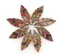 AKOAK 50 Pcs/Set Wood Buttons Maple Leaf Print Dazzle Color Decorative Buttons Clothing Hats and Scarves Accessories Buttons