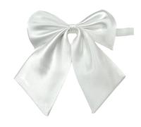 AKOAK Adjustable Pre-tied Bow Tie Solid Color Bowties for Women ties,White
