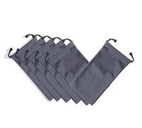 AKOAK Microfiber Waterproof Drawstring Pouch,Soft Storage Bag for Cell Phones Power Bank and More,Grey,Pack of 6