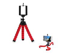 AKOAK Mini Camera Tripod, Portable and Flexible Tripod with Cell Phone Holder Clip, Standard 1/4 Screw Suited for General Camera and Adjustable Clip Suited for the Mobile Phone Under 6 Inch,Red