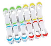 AKOAK Plastic Clothespin -12 Pieces Heavy Duty Non-Slip Laundry Clothes Pins for Hanging Clothes, Travel, Office, DIY Projects and Securing Snack Bags