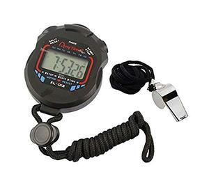 AKOAK Sports and Referee Digital Stopwatch Timer/W Bonus Stainless Steel Coach Whistle with Lanyard