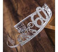 AKOAK The 60st Birthday Decorations Party Supplies - Silver Crystal Birthday Tiara Rhinestone Princess Crown Happy Birthday Crowns
