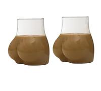 akoba Butt-Shaped Glass, Funny Butt-Themed Mug, Butt Borosilicate Glass Coffee Mugs, Novelty Tea Water Cup, Humorous Party Gift for Pranks and Celebrations