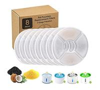 AKOFIC 8 Pack Water Fountain Filters, Pet Fountain Replacement Filters with Resin and Active Carbon, Pet Fountain Filters for Cat Flower Water Dispenser Drinking Fountain Keeping Water Clear Fresh