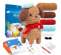AKOFIC Beginner's Crochet Kit - Starter Kit with Step-by-Step Video Tutorials, Complete Learn to Crochet Kit for Adults & Kids, Animal Kit, DIY Gifts - Brown Dog