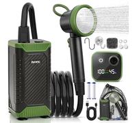 AKOFIC Portable Camping Shower, 8000mAh Rechargeable Camping Shower Pump with Intelligent LED Display, IPX8 Waterproof Outdoor Shower Kit for Hiking, Travel, Car, Pet, Campervan, Army Green