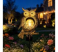 AKOFIC Solar Lights Outdoor Garden Ornaments Waterproof Owl Solar Garden Lights with Metal Stake, Auto On/Off, 2 Mode LED Lights, Dynamic Eye Lighting for Pathway, Patio, Quirky Garden Decor Gifts