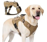 AKOFIC Tactical Dog Harness for Medium and Large Dogs, No Pull Dog Harness with Handle, Heavy Duty Adjustable Pet Harnesses Vest for Dogs Training and Walking, Easy Control & Escape-Proof (Khaki, XL)