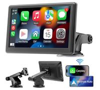 AKOFIC Wireless Car Play Screen, Portable Car Video Player Compatible with Apple Carplay & Android Auto, 7 Inch IPS Touch Screen Car Stereos with GPS Navigation, Mirror Link, Bluetooth, FM