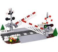 AKOGD City Train Tracks Building Set, City Railway Road Crossing Building Blocks Train Rails Accessories Building Construction Kit