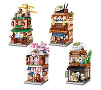 AKOGD Street View Building Blocks, 4 in 1 Set Modular Architecture Building Set, Japanese House Building Model Kit Building Blocks Construction Toy