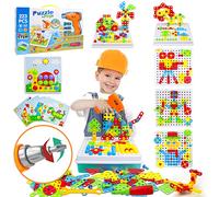 Akokie Construction Toys Building Blocks Puzzle with Power Drill Tool Screws Educational Kids Toys Game for Boys Girls 3 4 5 6 Years Old 223 PCS