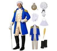 Akokvlar Mens Founding Father George Washington Costume Hamilton Colonial Outfit Set