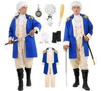 Akokvlar Mens Founding Father George Washington Costume Hamilton Colonial Outfit Set, Apricot, X - S