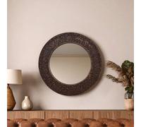 Akola Copper Metal Round Wall Mirror