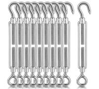 AKOLAFE 10 Pcs Turnbuckle M8 Stainless Steel Turnbuckle Wire Tensioner Heavy Duty Hook and Eye Turnbuckle Adjustable Wire Rope Tension Garden Wire Tensioner Kit for Garden, Fence