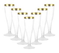 AKOLAFE 100Pack Plastic Champagne Flutes 4.5oz Plastic Wine Glasses with Gold Rim Reusable Prosecco Flutes Clear Plastic Champagne Glasses for Party, Wedding, Christmas, and Daily Use