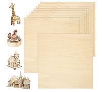 AKOLAFE 12PCS Balsa Wood 200x200x6mm Plywood Sheets Wood Planks Unfinished Basswood Balsa Wood Board for DIY Crafts Projects, Woodcraft Model, Pyrography, Painting and Engraving