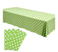 AKOLAFE 15 Pack Green Table Cloth with White Dot, Disposable Table Cloths Party Wipe Clean Plastic Tablecloths 137 x 274cm Tablecloths Rectangular for Picnic Wedding Birthday Parties