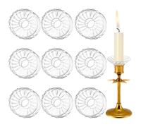AKOLAFE 18 Pcs Glass Candle Drip Catcher Clear Bobeches for Candlestick Holders Candle Wax Drip Protectors for Candles Sticks Glass Candlestick Holders for Table Decor Wedding Christmas