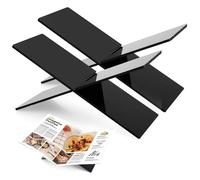 AKOLAFE 2 Pack Acrylic Book Stand Large X Shaped Open Book Stands for Display Black Books Holder Cook Books, Recipes, Magazines, 28 x 11 x 15.5cm