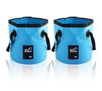 AKOLAFE 2 Pack Folding Bucket 20L Collapsible Foldable Bucket with Handle Outdoor Lightweight Folding Water Buckets for Camping Traveling Picnic Hiking Fishing Boating Car Washing, Blue