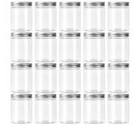 AKOLAFE 20 Pack 250ML Plastic Jars with Lids 8oz Kitchen Storage Jars Clear Plastic Jars Leak Proof Plastic Storage Jars Slime Containers for Kitchen, Spice, Cosmetic, DIY Crafts