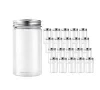 AKOLAFE 20 Pack 350ML Plastic Jars with Lids 12oz Kitchen Storage Jars Clear Plastic Jars Leak Proof Plastic Storage Jars Slime Containers for Kitchen, Spice, Cosmetic, DIY Crafts