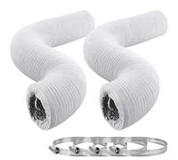 AKOLAFE 2PACK Tumble Dryer Vent Hose 3m Flexible Ducting 100mm Dryer Vent Hose 4Inch White Aluminum Ducting Pipe for HVAC Ventilation Cooker Hood Extractor Fan Air Conditioner