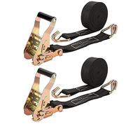 AKOLAFE 2PCS 6M Heavy Duty Ratchet Straps 2000kg Break Strength Ratchet Tie down Straps with Hooks Black Lashing Straps Securing Straps Tensioning Belts for Cargo, Trucks, Motorcycle, Trailer