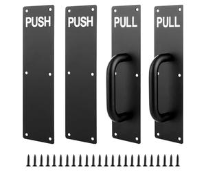 AKOLAFE 2PCS Door Handles Black Door Pull Handle 30x8 cm Stainless Steel Pull Handles for Doors, Push Plate Heavy Duty External Doors Handle with Mounting Screws for Garage Cupboard Cabinet Toilet