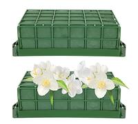AKOLAFE 2PCS Floral Foam Blocks Floral Foam Cage for Artificial Flowers Dry Florist Foam Bricks with Protective Holder, Flower Arranging Foam for Wedding Party, Home Garden Decoration