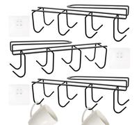 AKOLAFE 3 Pack Mug Holder Under Cabinet Shelf Storage Mug Holders for Kitchen, Hanging Cup Mugs Rack with 8 Hooks, Black Cup Holder for Kitchen, Cupboard, Cabinet