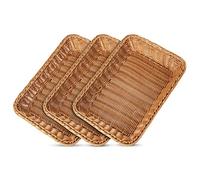 AKOLAFE 3 Pack Wicker Baskets Gift Basket Plastic Wicker Storage Basket 35x25cm Hamper Baskets for Gifts Empty Large Bread Picnic Baskets Rectangular Serving Baskets for Food
