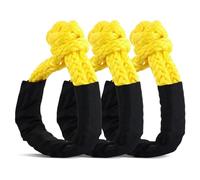 AKOLAFE 3 PCS Soft D Shackle 1/2 Inch x 20 Inch Synthetic Shackles 37,000lbs Breaking Strength Synthetic Rope with Sleeve Shackle Recovery Rope for Towing Cars, Vans, Boats, Trucks, Yellow