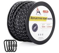 AKOLAFE 330LB Paracord 5mm Black Paracord Nylon Rope 50M Reflective Parachute Cord 5mm Tactical Nylon Cord 550 with 4 D Shape Buckles for DIY, Crafting, Camping, Survival, Outdoor