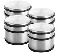 AKOLAFE 4PCS Door Stops Stainless Steel 1.2kg Door Stopper Metal 10cm Heavy Duty Door Stop Chrome Round Door Stoppers for Floor, Stainless Steel Doorstops with Bumper Rubber Buffer Ring