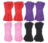 AKOLAFE 8 Pack Soft Cotton Rope, 8 MM 10 M / 32 Feet Long Knot Tying Rope, 4 Colour Twisted Cotton Rope, Thick Braided Cotton Rope, All Purpose Rope Cord for Crafts (Red, Black, Purple & Pink)