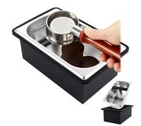AKOLAFE Coffee Knock Box Stainless Steel Large Espresso Knock Box Coffee Bin Coffee Grounds Knock Box Container Sage Knock Box with Removable Knock Bar and Non Slip Base for Knocking Filter