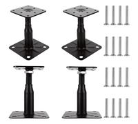 AKOLAFE Set of 4 Height-Adjustable Post Brackets 100-150 mm Galvanised Steel Support Base with Screws 75 x 95 mm Adjustable Post Holder for Embedding in Concrete for Patios, Fences, Garden Gazebos