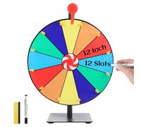 AKOLAFE Spin The Wheel with Stand 12 Inch Spinning Wheel for Prizes 12 Color Slots, Heavy Duty Roulette Game Set Colorful Wheels with Marker and Eraser for Carnival Party Fortune