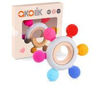 akolik Teething Toys for Baby,Teething Relief Teether Toys for Babies 3-6-12 Months, Silicone Sensory Wooden Teething Toys, BPA-Free,Baby Essentials for 3-6 Months Boy, Girl Toddlers(Rudder C)