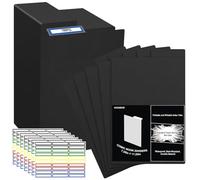 AKONEGE 100 Pack Comic Book Dividers 28PT Thick Black Frosted Plastic Book Dividers with Write-On Tabs & Stickers, 28.5x12.4cm Organize Boards for Comic Storage Boxes, Bins, Magazines, Fabric, File
