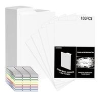 AKONEGE 100 Pack Comic Book Dividers with Tab and 8 Pack Colorful Label Stickers, 28.5x18.4cm/11.25" x 7.25" White Plastic Card Separator Comic Dividers Boards for Comic Book Storage Boxes & Bins