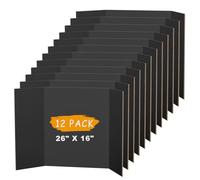 AKONEGE 12 Pack Black Tri-Fold Display Board 400x666mm Foldable Presentation Poster Board, Corrugated Cardboard for Business & School Projects, Science Fair Display, Art Exhibits