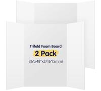 AKONEGE 2 Pack White Trifold Poster Board 36" x 48" Foam Core, Large Tri Fold Foam Poster Boards for Presentations, Science Fair Display, Photo Display, Office & School Projects, Event Exhibitions