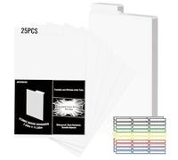 AKONEGE 25 Pack Comic Book Dividers with Tab and 2 Pack Colorful Label Stickers, 28.5x18.4cm/11.25" x 7.25" White Plastic Card Separator Comic Dividers Boards for Comic Book Storage Boxes & Bins