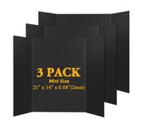 AKONEGE 3 Pack Black Tri Fold Poster Board, 536 x 356mm Small Presentation Boards Folable Display Boards, Lightweight Corrugated Boards for School Table Top Projects and Business Exhibitions